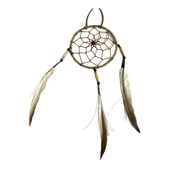 Handcrafted Dreamcatcher With Feathers 4" Diameter Southwest Real Boho Decor - Picture 4 of 6